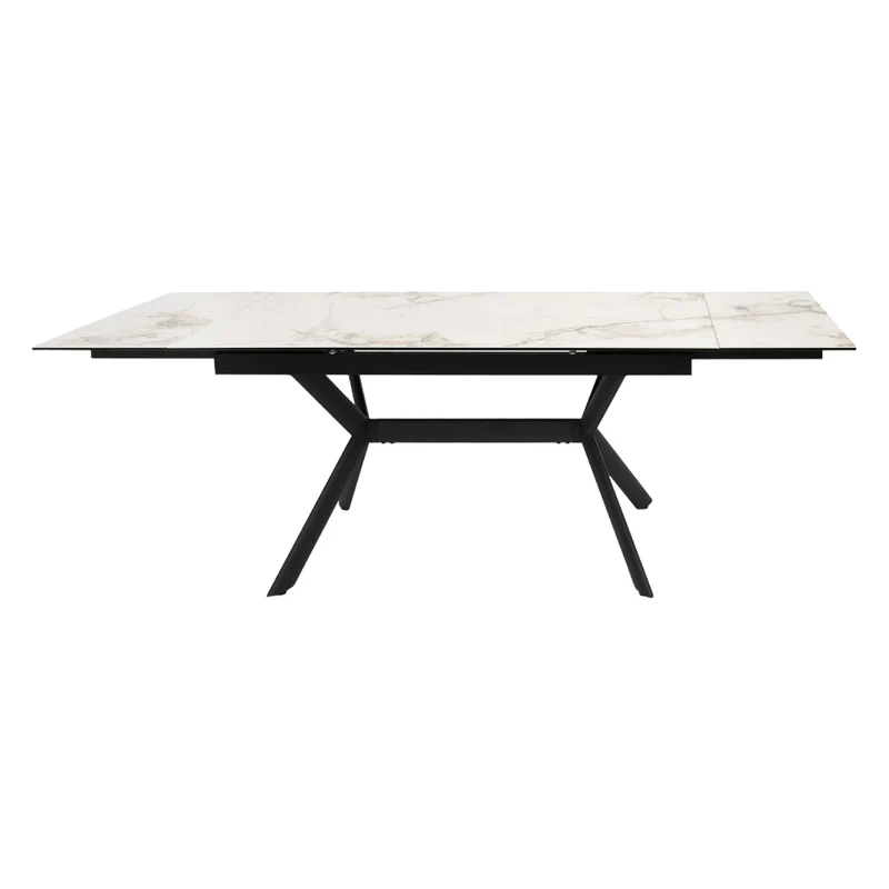 Table de salle à manger extensible en céramique sur verre trempé et métal - Percé