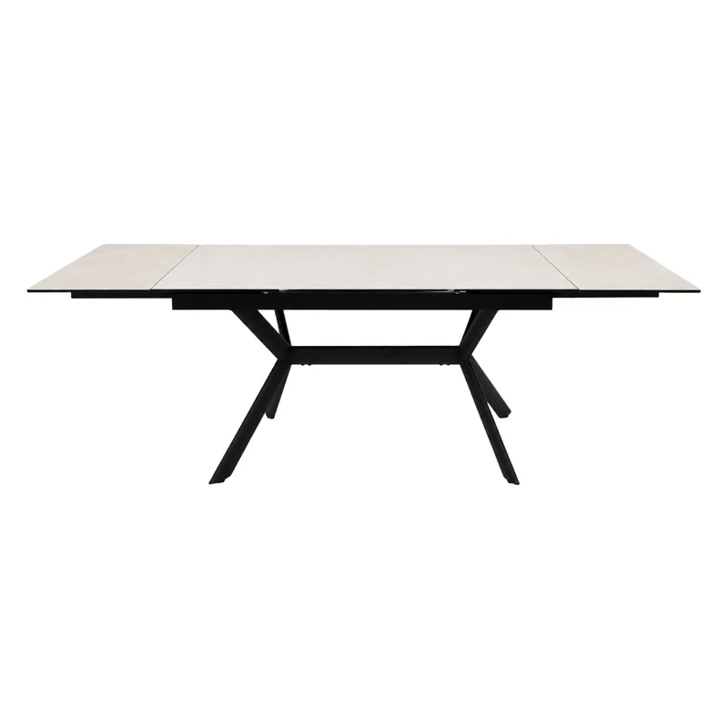 Table de salle à manger extensible en céramique sur verre trempé et métal - Percé