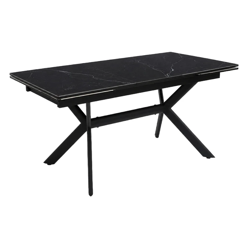 Table de salle à manger extensible en céramique sur verre trempé et métal - Percé