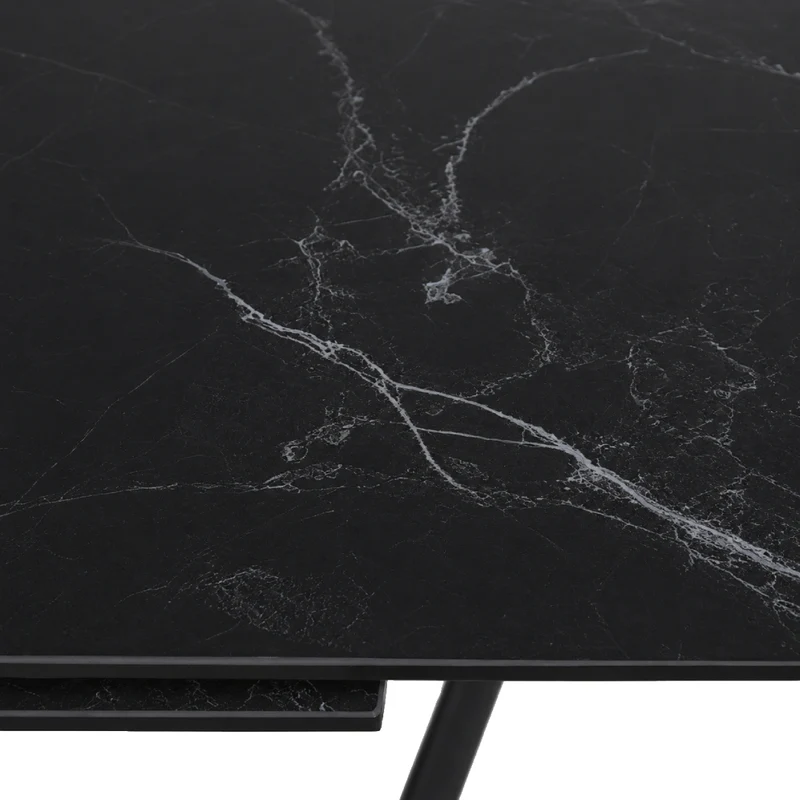Table de salle à manger extensible en céramique sur verre trempé et métal - Percé