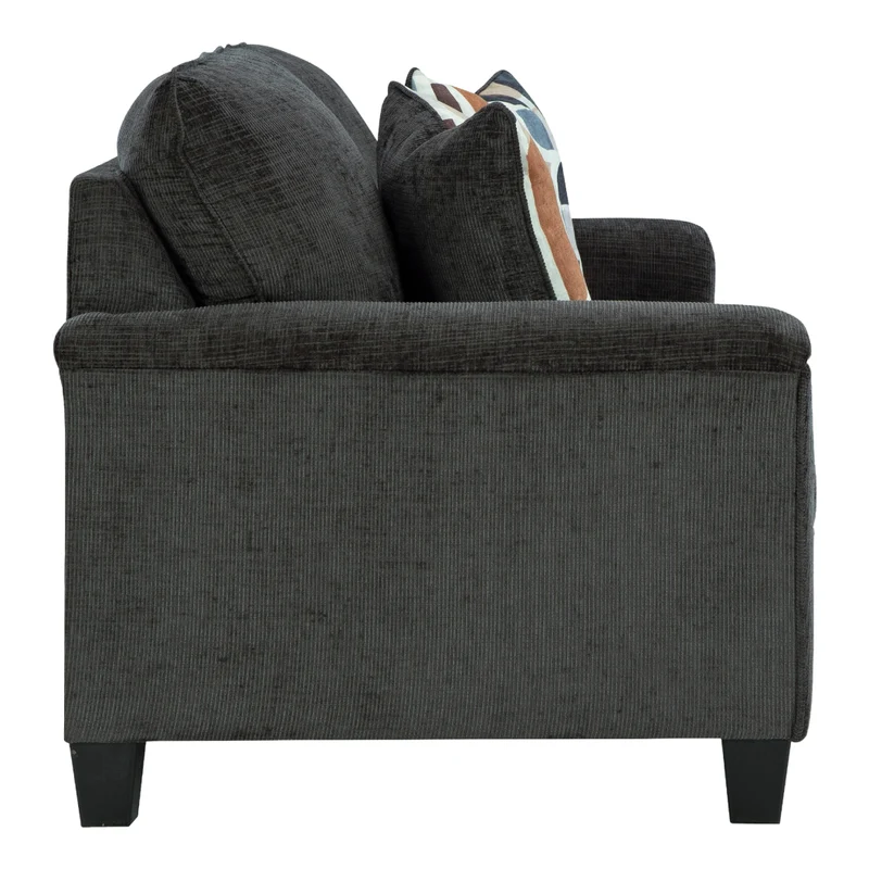 Sofa en tissu noir avec coussins - Erinslane