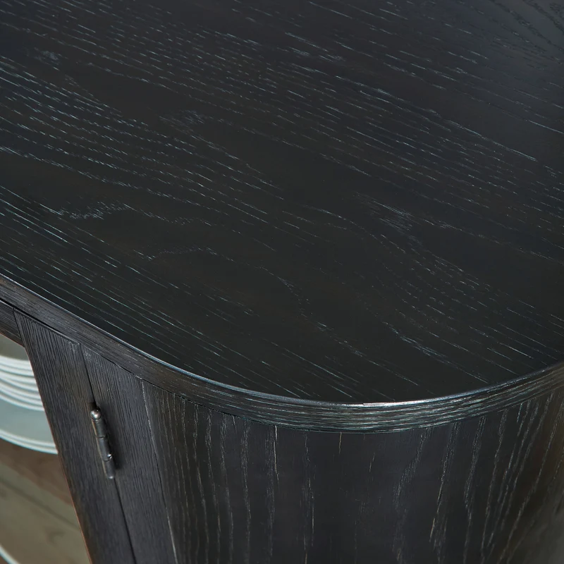 Buffet en bois/placage de chêne noir avec 3 portes vitrées - Rowanbeck
