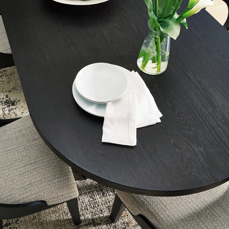 Table de salle à manger ovale en bois/placage de chêne noir - Rowanbeck