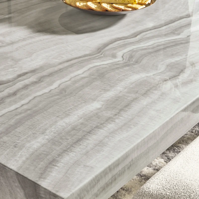 Table de salle à manger rectangulaire en faux marbre gris pâle - Larawyn