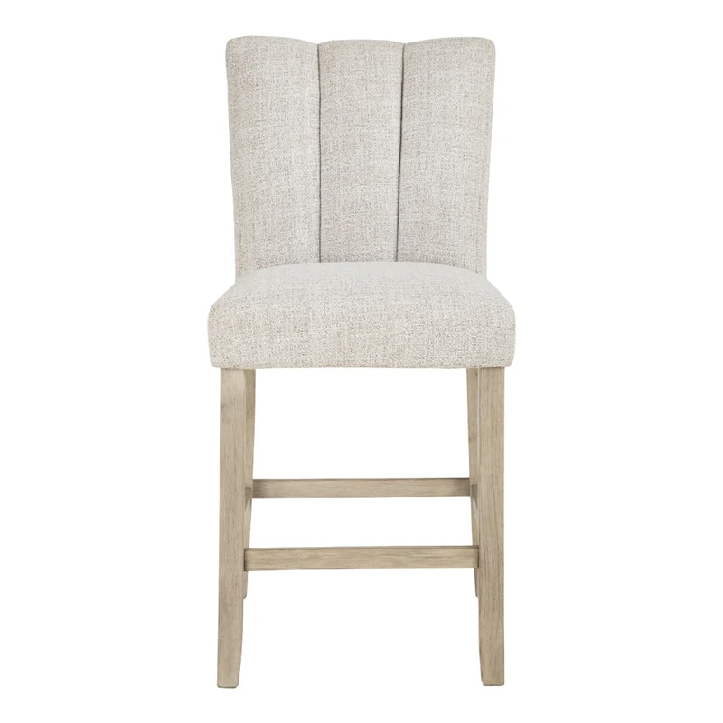 Ensemble de 2 tabourets de bar rembourrés en tissu gris pâle - Larawyn