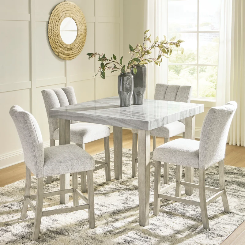 Ensemble de 2 tabourets de bar rembourrés en tissu gris pâle - Larawyn