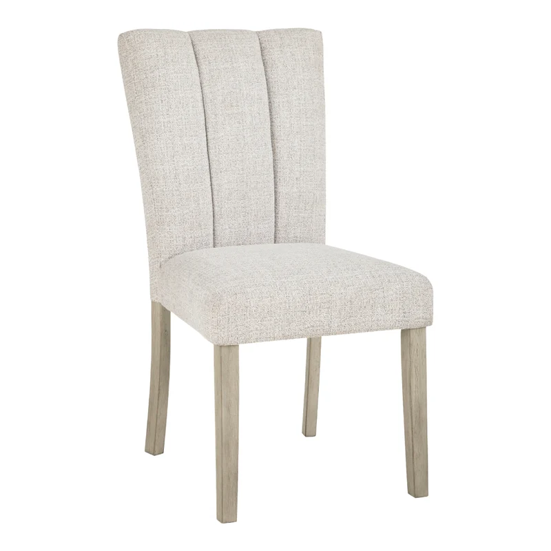 Ensemble de 2 chaises de salle à manger rembourrées en tissu gris pâle - Larawyn