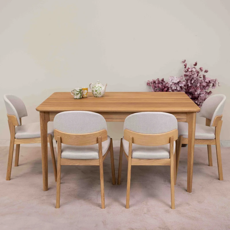 Chaise en bois massif de chêne Astrid, revêtement - Lot de 2 ou 4 chaises - NordicStory
