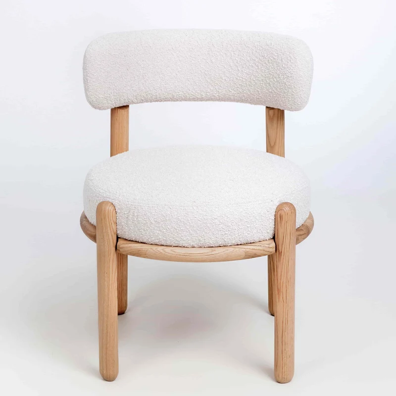 Chaise en bois massif de chêne Lova, revêtement Ecru - Lot de 2 chaises - NordicStory