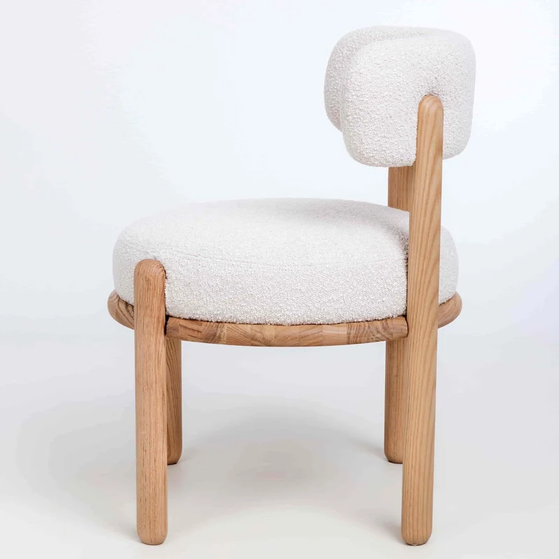 Chaise en bois massif de chêne Lova, revêtement Ecru - Lot de 2 chaises - NordicStory