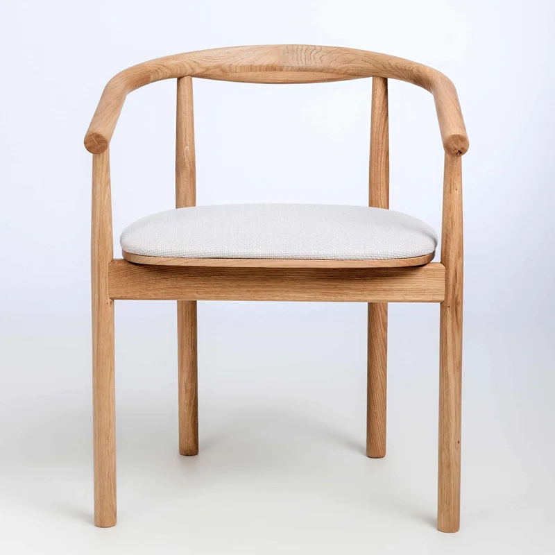 Chaise en bois massif de chêne Léa, revêtement en Gris/Beige - Lot de 2 ou 4 chaises - NordicStory