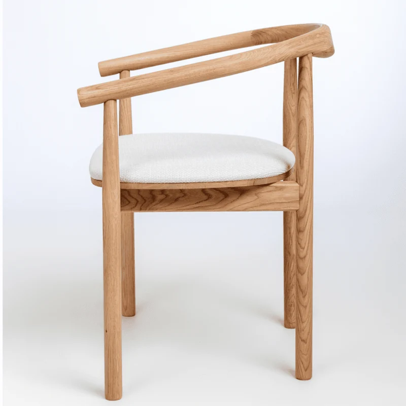 Chaise en bois massif de chêne Léa, revêtement en Gris/Beige - Lot de 2 ou 4 chaises - NordicStory