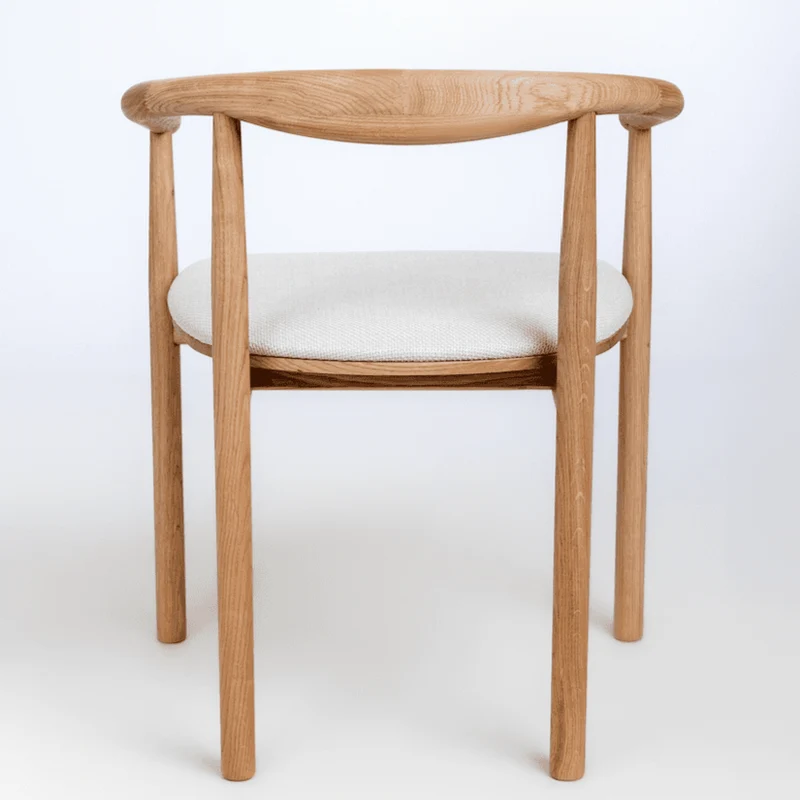 Chaise en bois massif de chêne Léa, revêtement en Gris/Beige - Lot de 2 ou 4 chaises - NordicStory