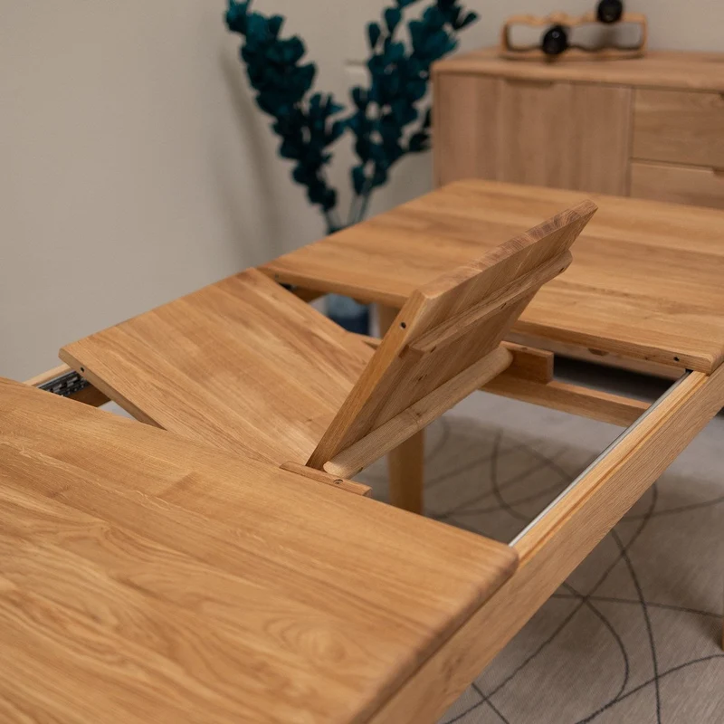 Table à manger rectangulaire extensible en bois massif de chêne Kodama - NordicStory