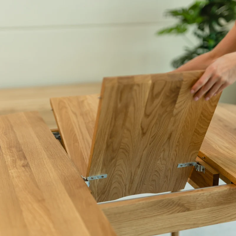 Table à manger ronde extensible en bois massif de chêne Malmo - NordicStory