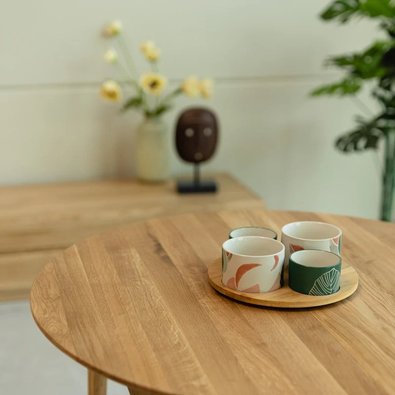 Table à manger ronde extensible en bois massif de chêne Malmo - NordicStory