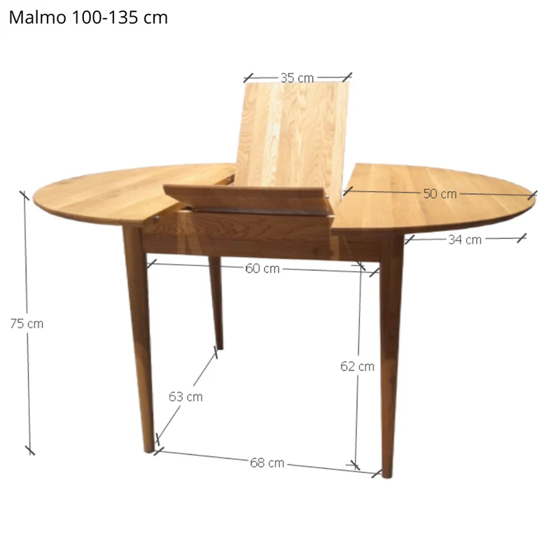 Table à manger ronde extensible en bois massif de chêne Malmo - NordicStory