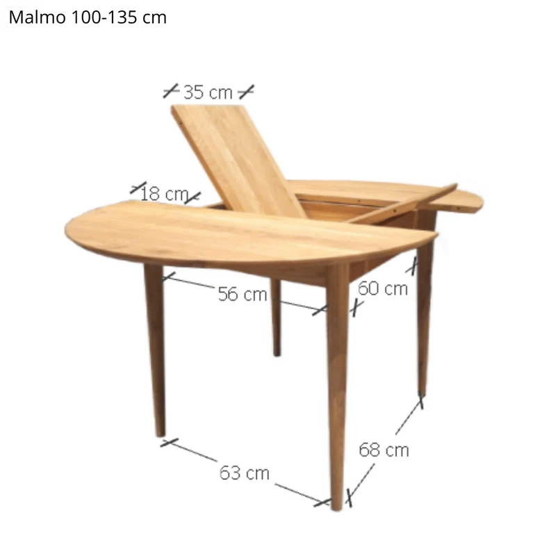 Table à manger ronde extensible en bois massif de chêne Malmo - NordicStory