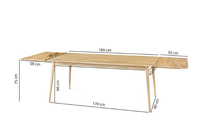 Table à manger extensible en bois massif de chêne Malmo 2 - NordicStory