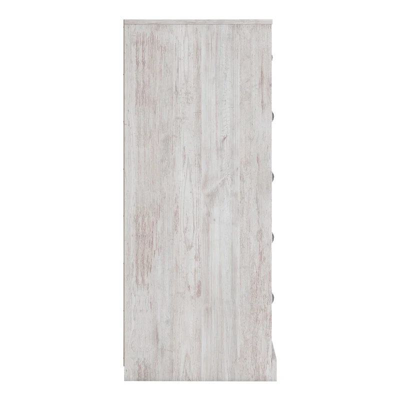 Commode à 5 tiroirs en bois/MDF blanc usé - Paxberry