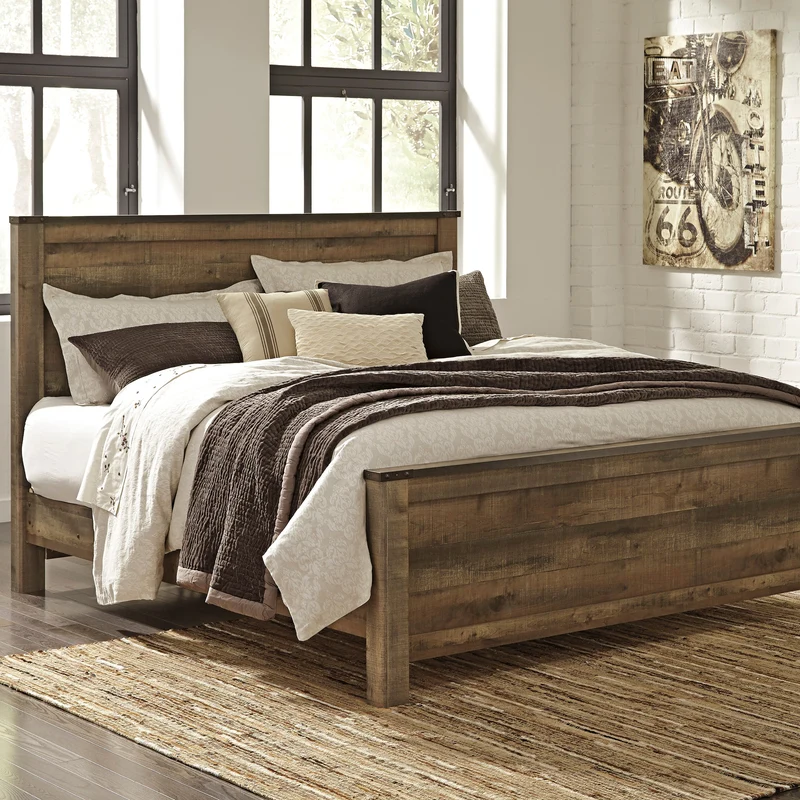 Lit complet en bois/placage brun Grand / Très grand - Trinell