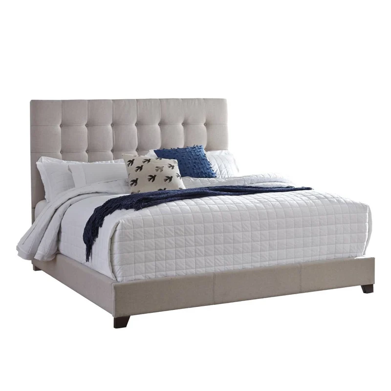 Lit complet rembourré en tissu beige Grand / Très grand - Dolante