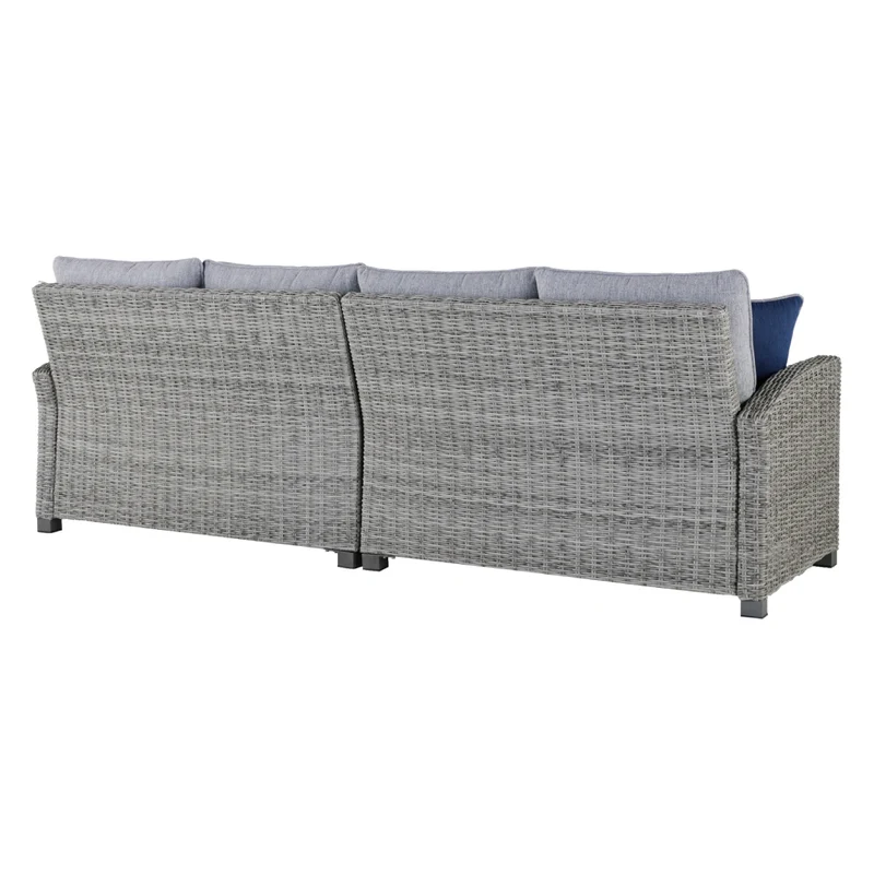Ensemble de 2 causeuses extérieures en tissu Nuvella et en osier gris pâle avec coussins - Naples Beach