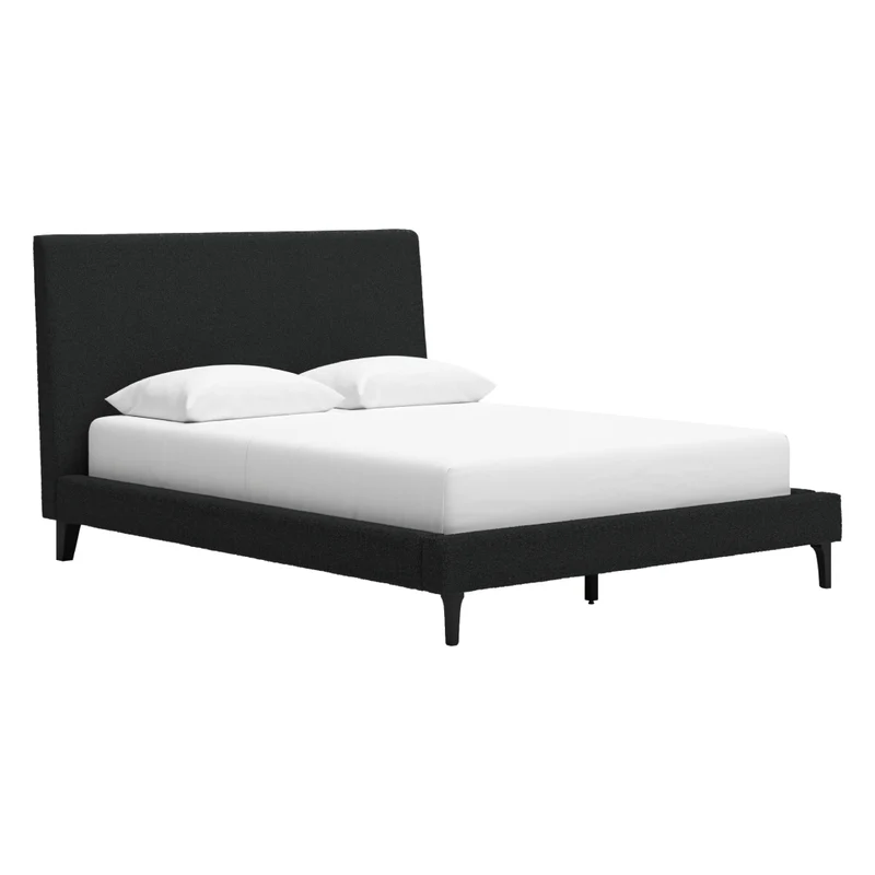 Lit complet en tissu bouclé noir Grand / Très grand - Cadmori