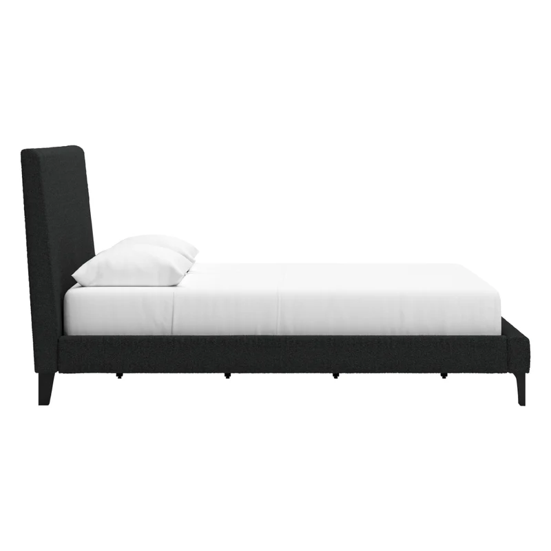 Lit complet en tissu bouclé noir Grand / Très grand - Cadmori