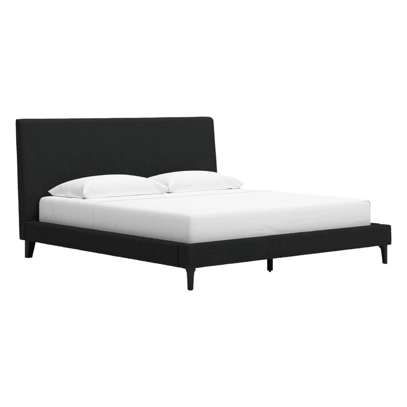 Lit complet en tissu bouclé noir Grand / Très grand - Cadmori