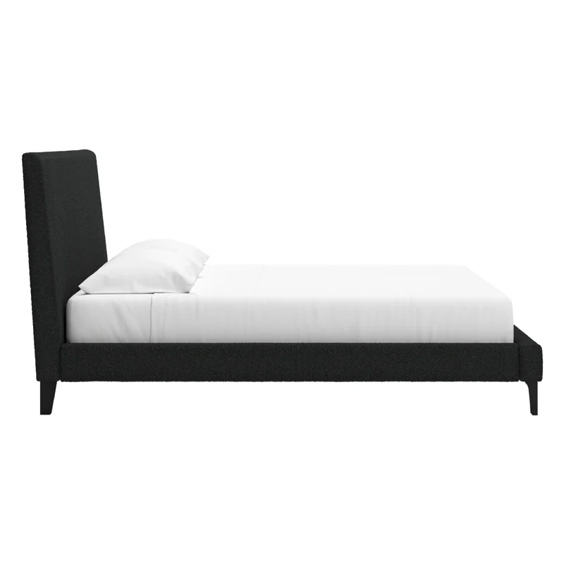 Lit complet en tissu bouclé noir Grand / Très grand - Cadmori