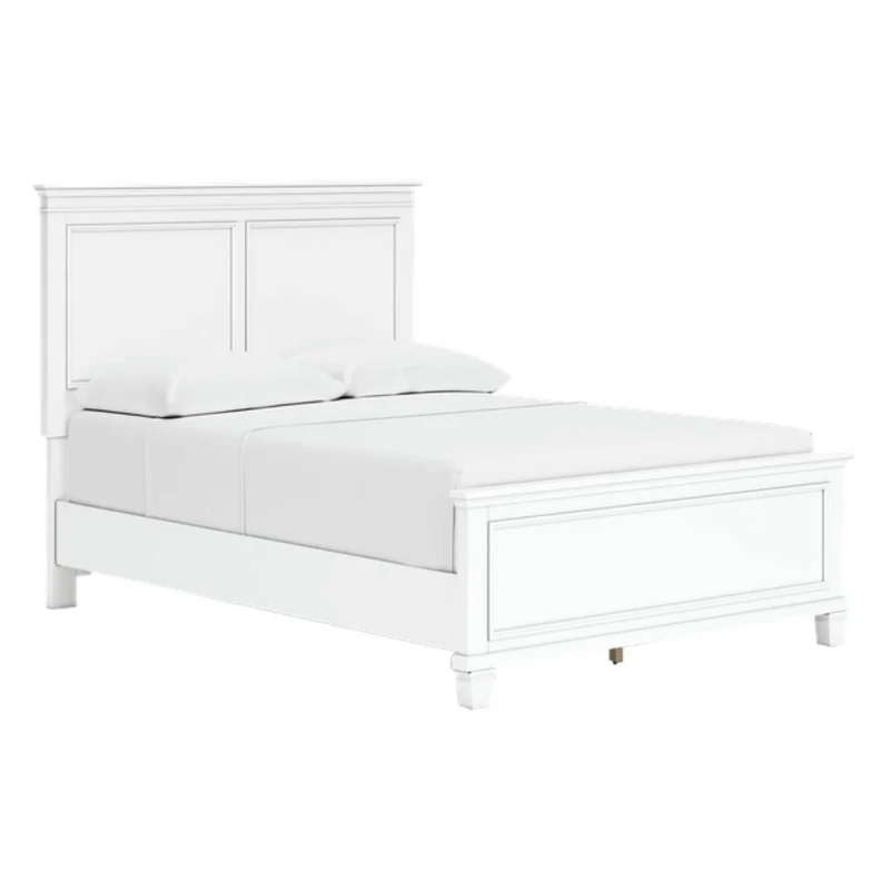 Lit complet en bois/MDF blanc Simple / Double / Grand / Très grand - Fortman