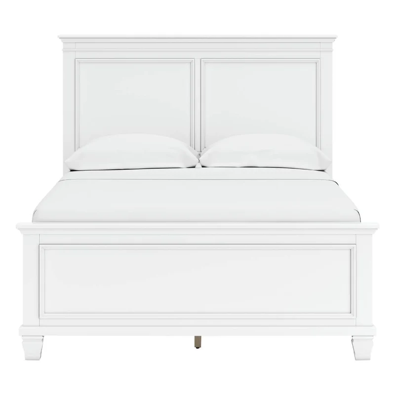 Lit complet en bois/MDF blanc Simple / Double / Grand / Très grand - Fortman