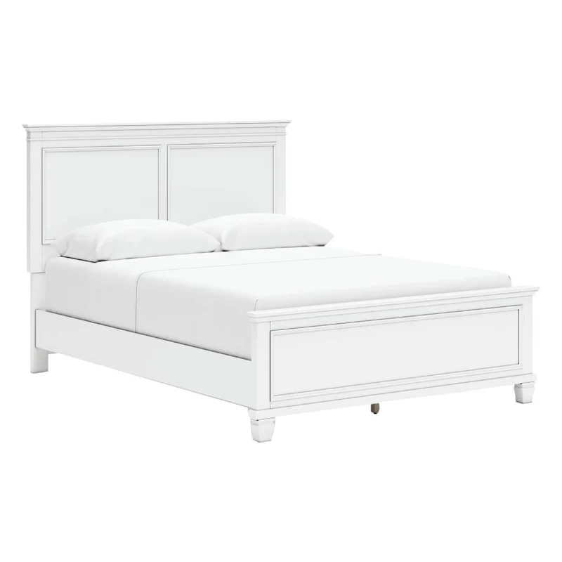 Lit complet en bois/MDF blanc Simple / Double / Grand / Très grand - Fortman