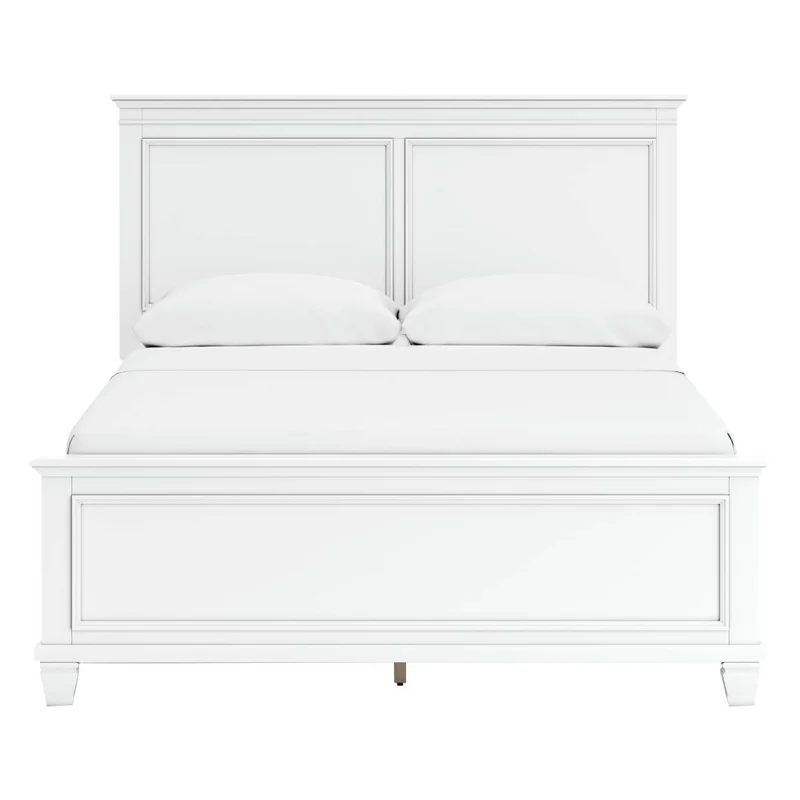 Lit complet en bois/MDF blanc Simple / Double / Grand / Très grand - Fortman