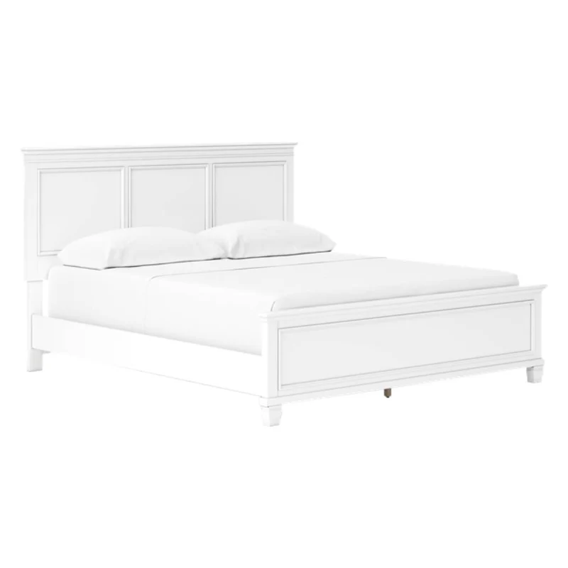 Lit complet en bois/MDF blanc Simple / Double / Grand / Très grand - Fortman