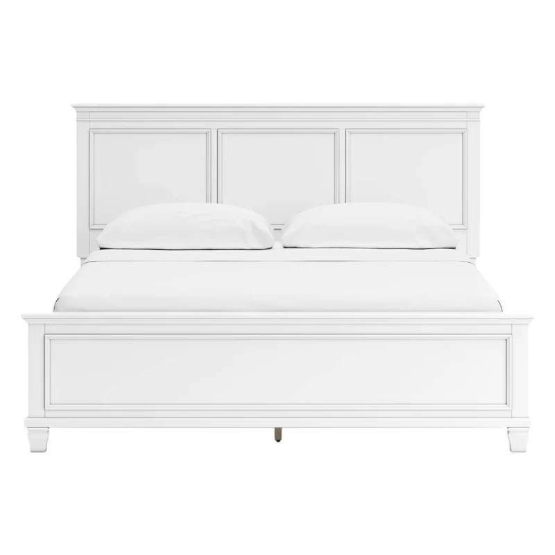 Lit complet en bois/MDF blanc Simple / Double / Grand / Très grand - Fortman