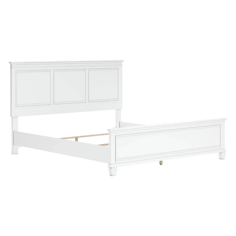 Lit complet en bois/MDF blanc Simple / Double / Grand / Très grand - Fortman