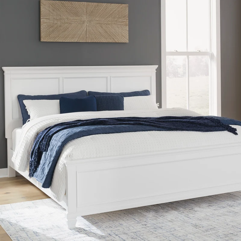 Lit complet en bois/MDF blanc Simple / Double / Grand / Très grand - Fortman
