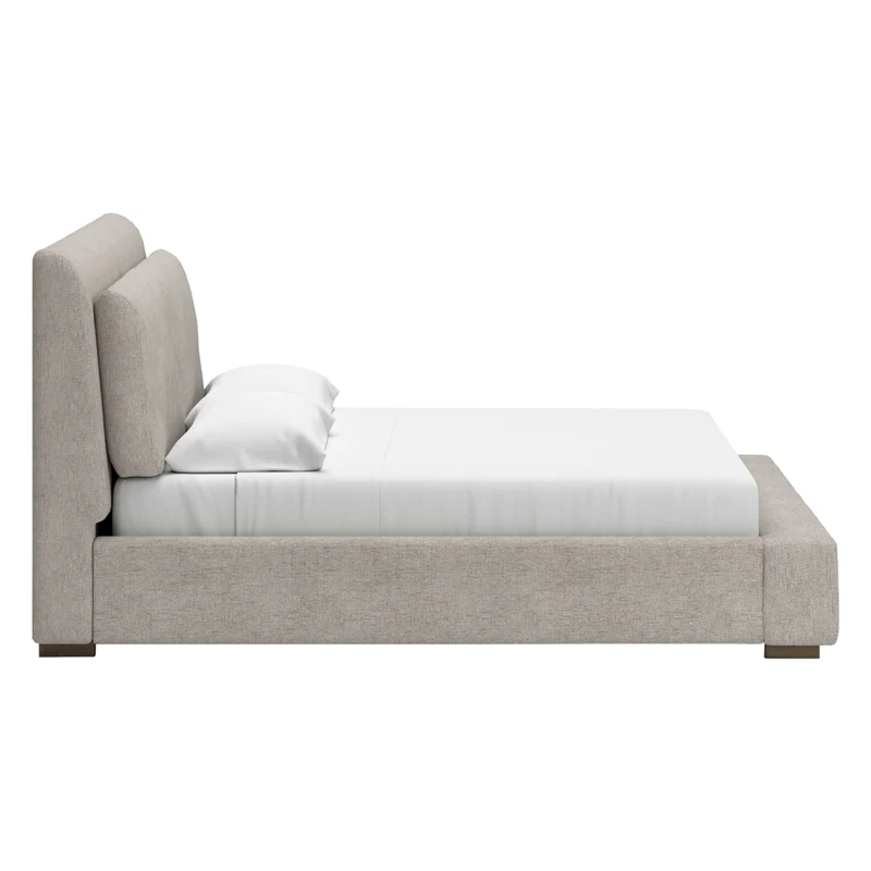 Lit complet rembourré en tissu gris pâle Grand / Très grand - Cabalynn