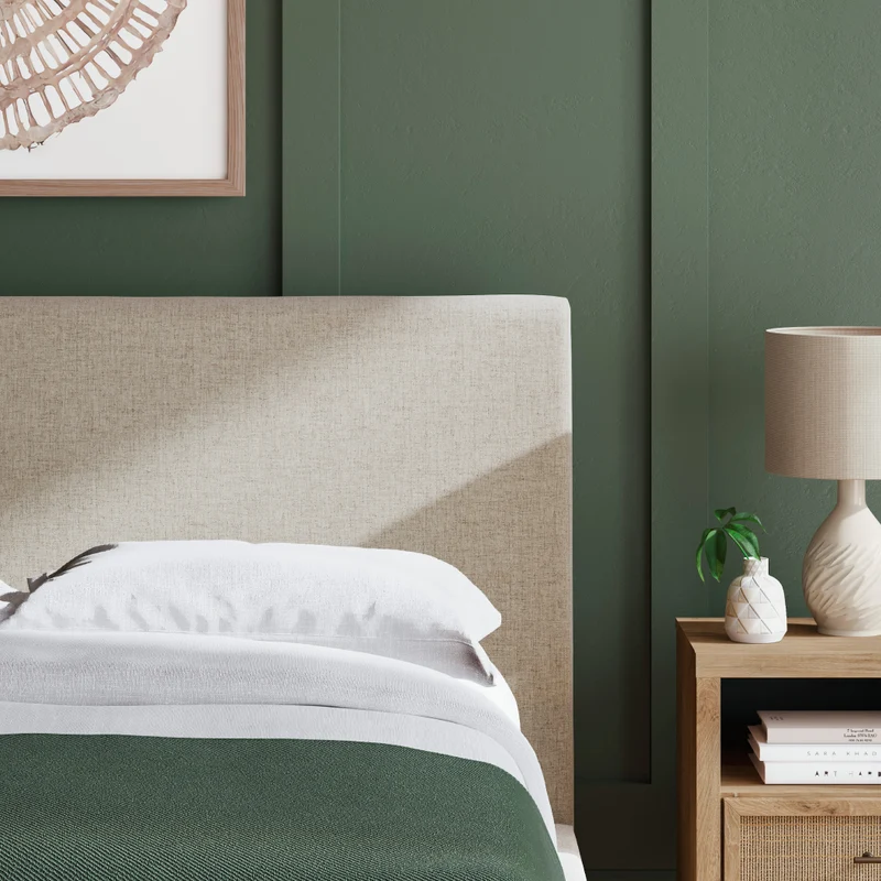 Lit complet rembourré en tissu beige Grand - Cielden