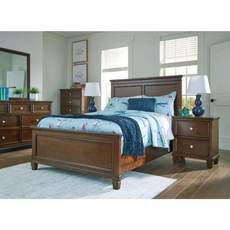 Lit complet en bois/placage brun foncé Simple / Double / Grand / Très grand - Danabrin