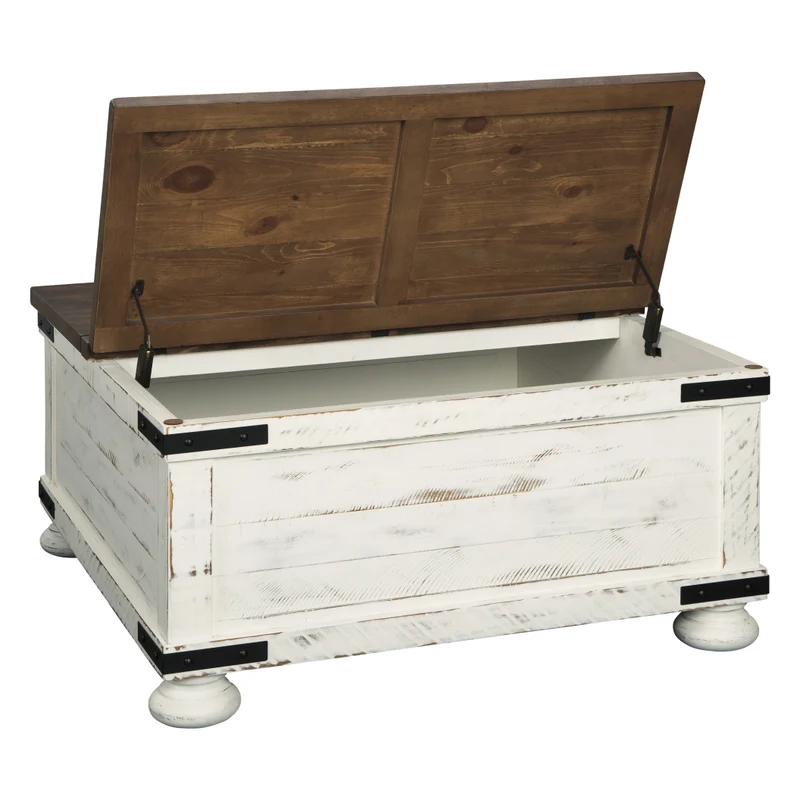 Table basse en bois/placage bicolore avec plateau relevable à deux côtés - Wystfield