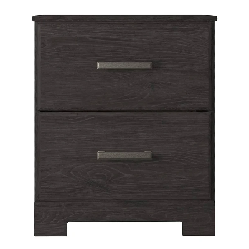 Table de chevet à 2 tiroirs en bois/placage noir - Belachime