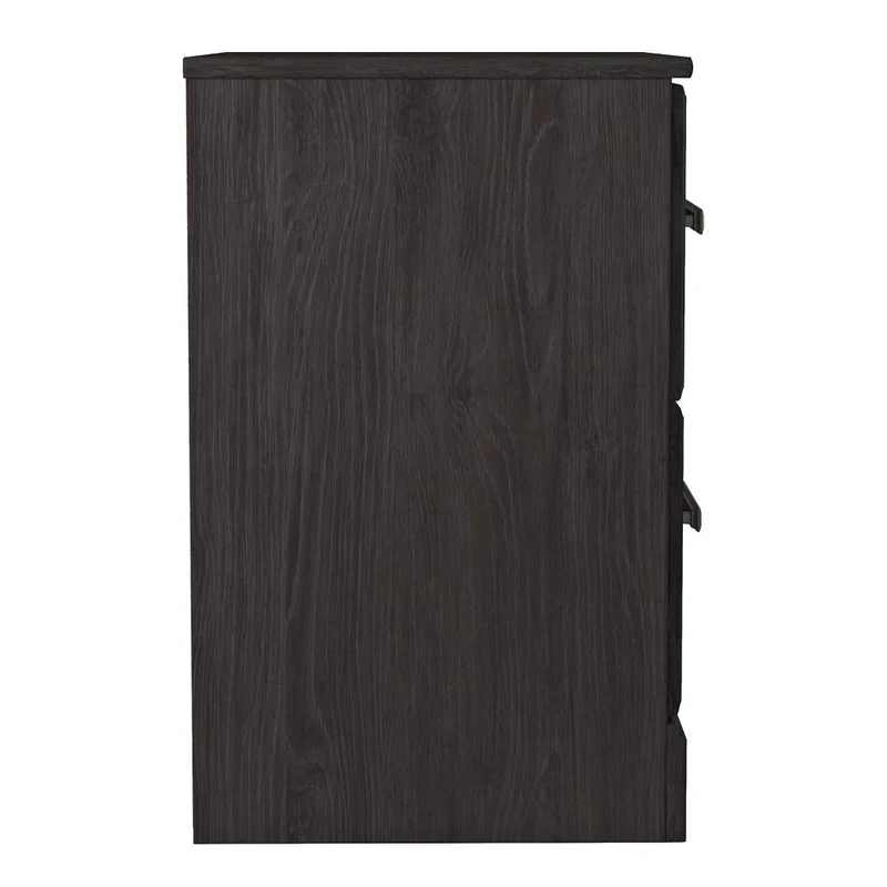 Table de chevet à 2 tiroirs en bois/placage noir - Belachime