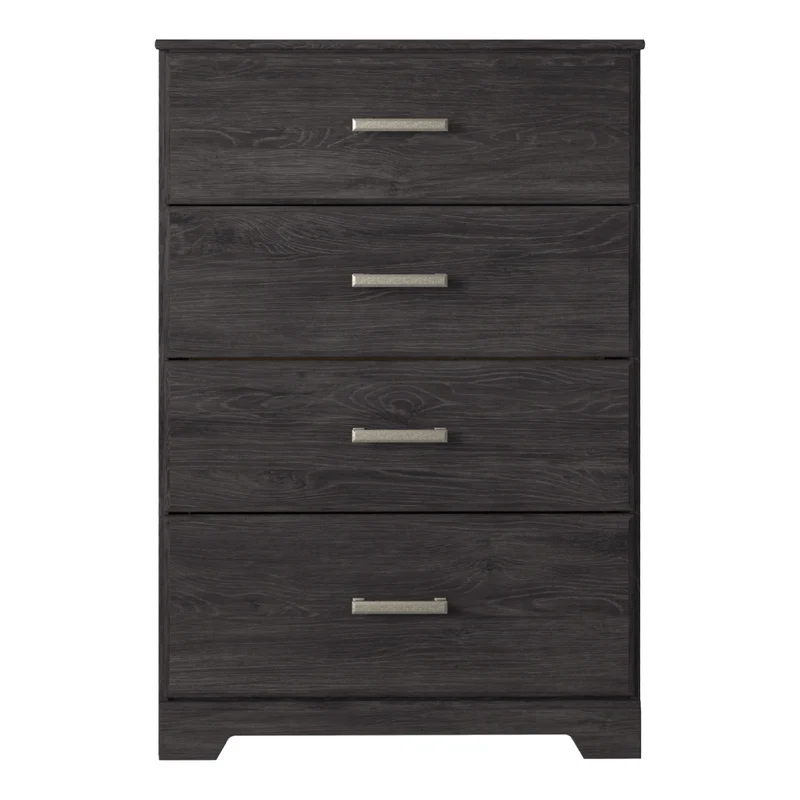 Commode à 4 tiroirs en bois/placage noir - Belachime