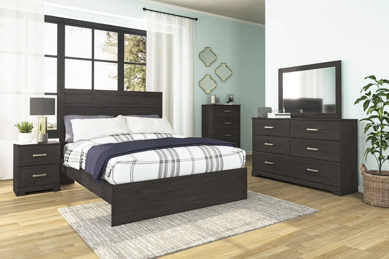 Commode à 4 tiroirs en bois/placage noir - Belachime
