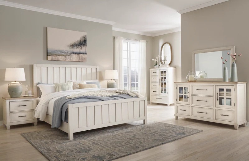 Lit complet en bois/placage bicolore Grand / Très grand - Shaybrock