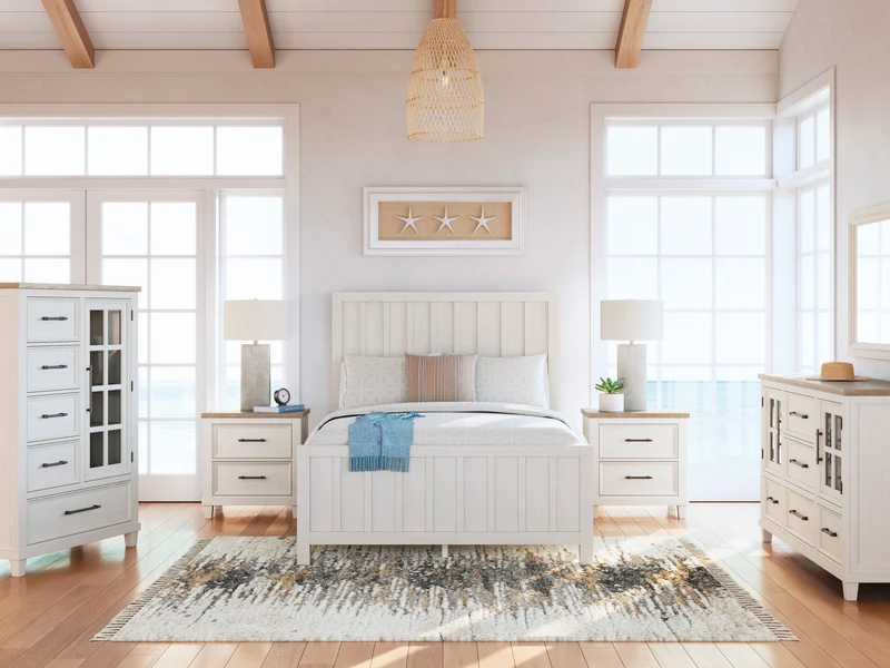 Lit complet en bois/placage bicolore Grand / Très grand - Shaybrock
