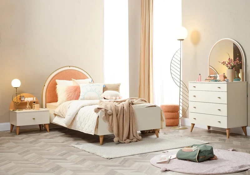 Ensemble de chambre jeune moderne orange LORENA